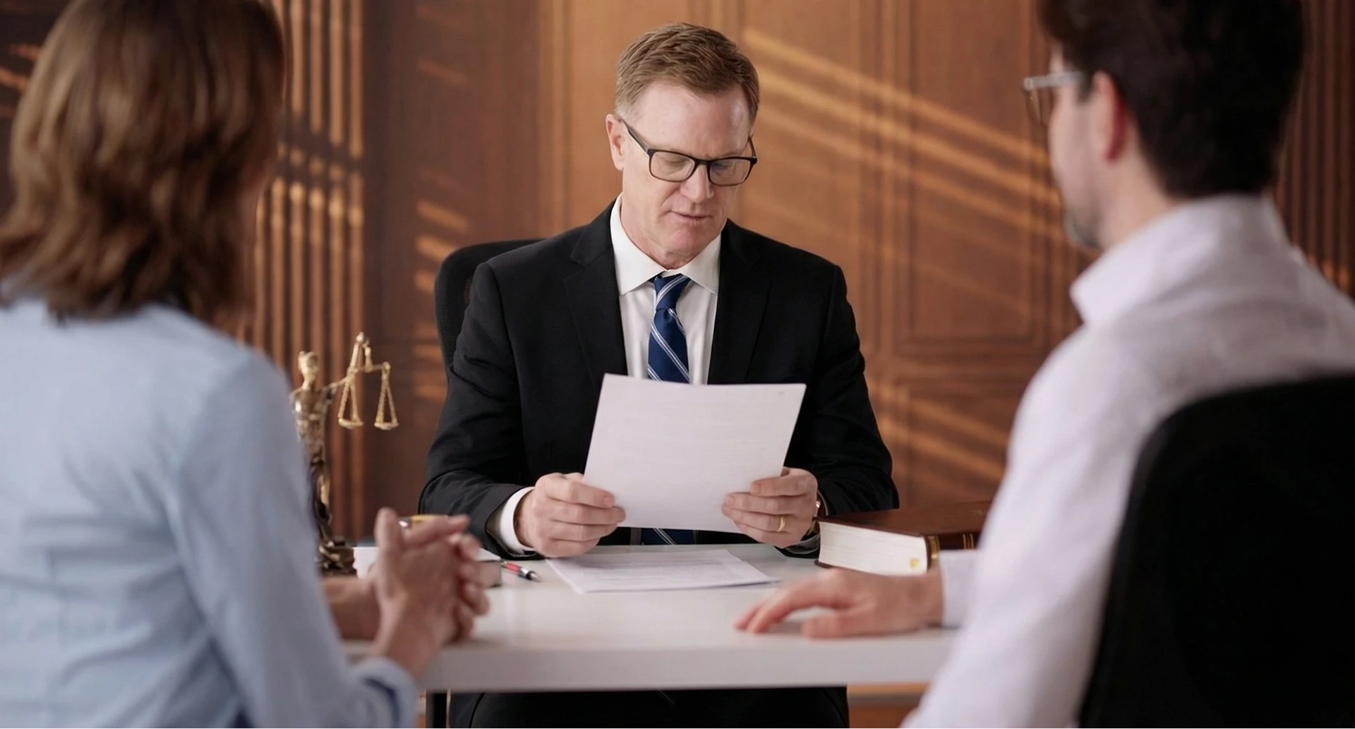 Brad H. Ferguson Attorney at Law sitting with clients reviewing their case